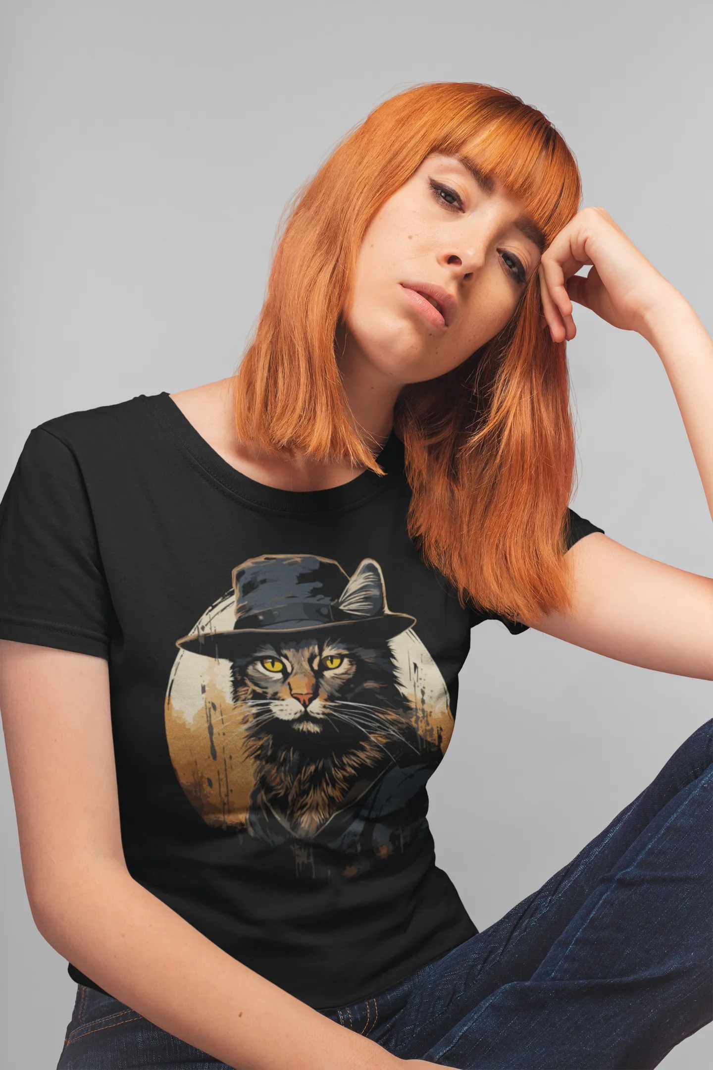 Damen T-Shirt mit Katzenmotiv "Bayou Cat 2"