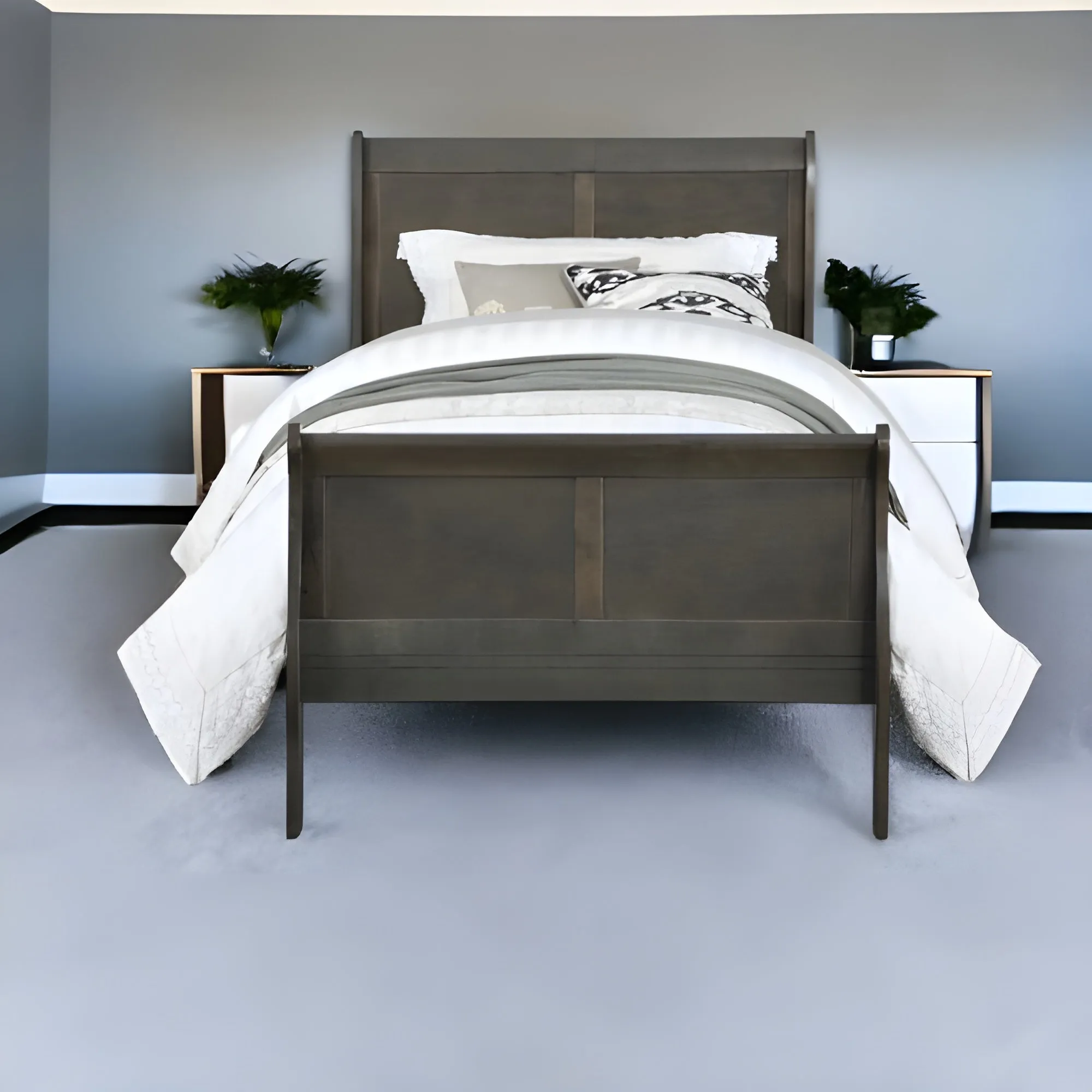 Dark Gray King Sleigh Bed