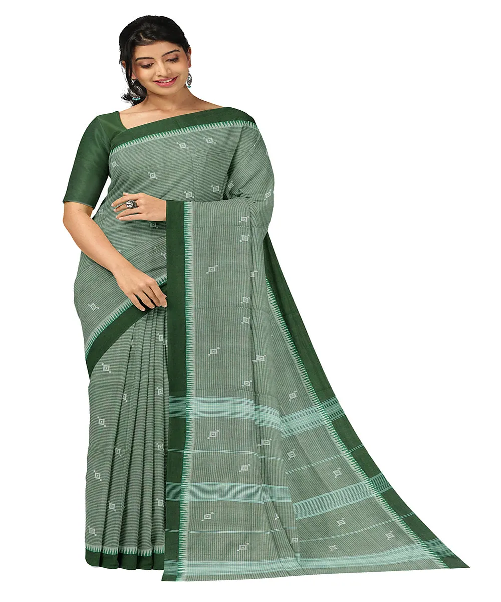 Dark green butta handwoven rajahmundry cotton saree