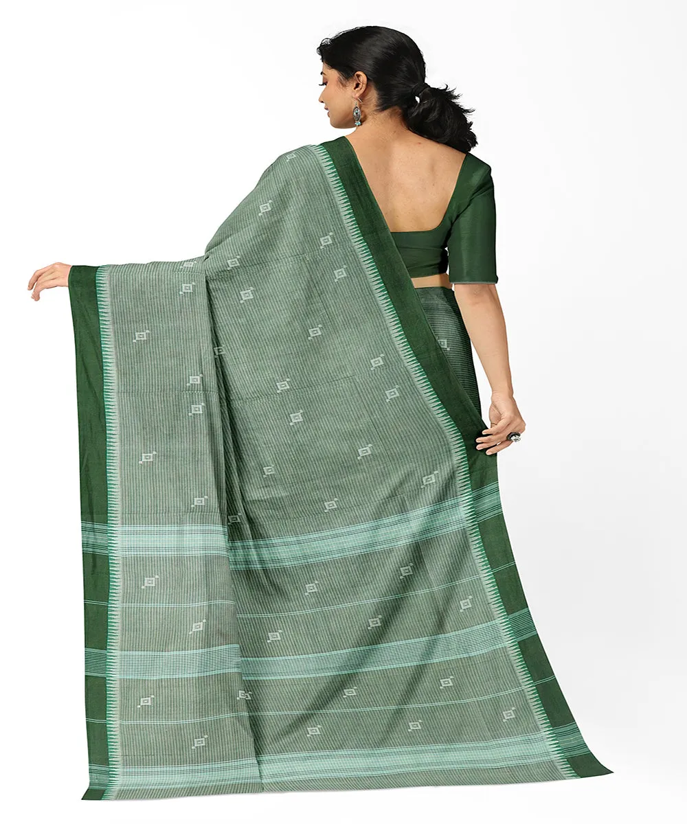 Dark green butta handwoven rajahmundry cotton saree