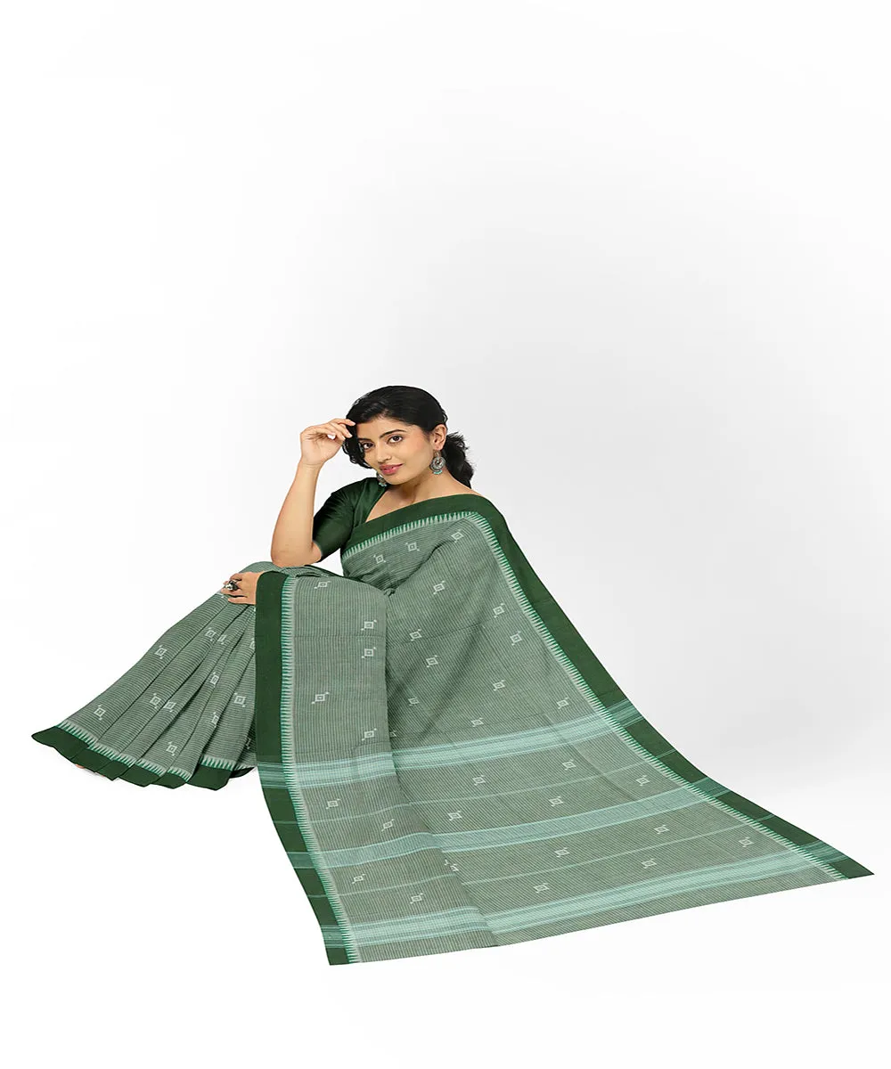 Dark green butta handwoven rajahmundry cotton saree