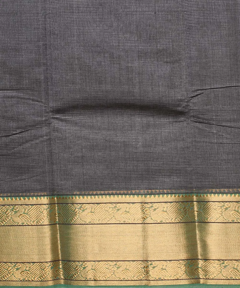 Dark grey handwoven mangalagiri cotton silk saree