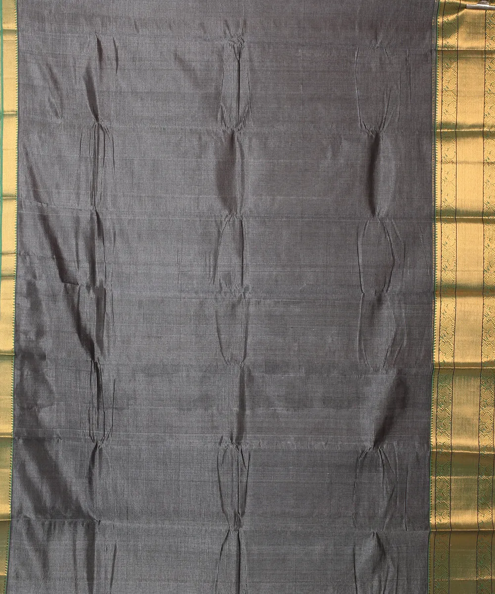 Dark grey handwoven mangalagiri cotton silk saree