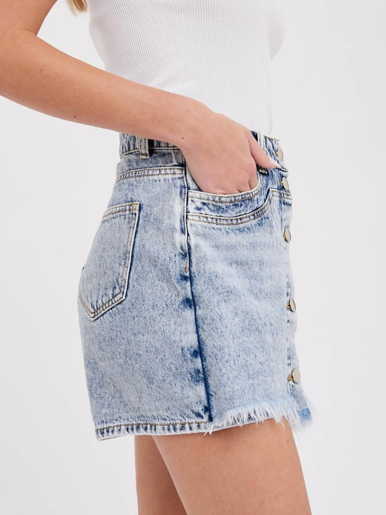 Denim Frayed Skort