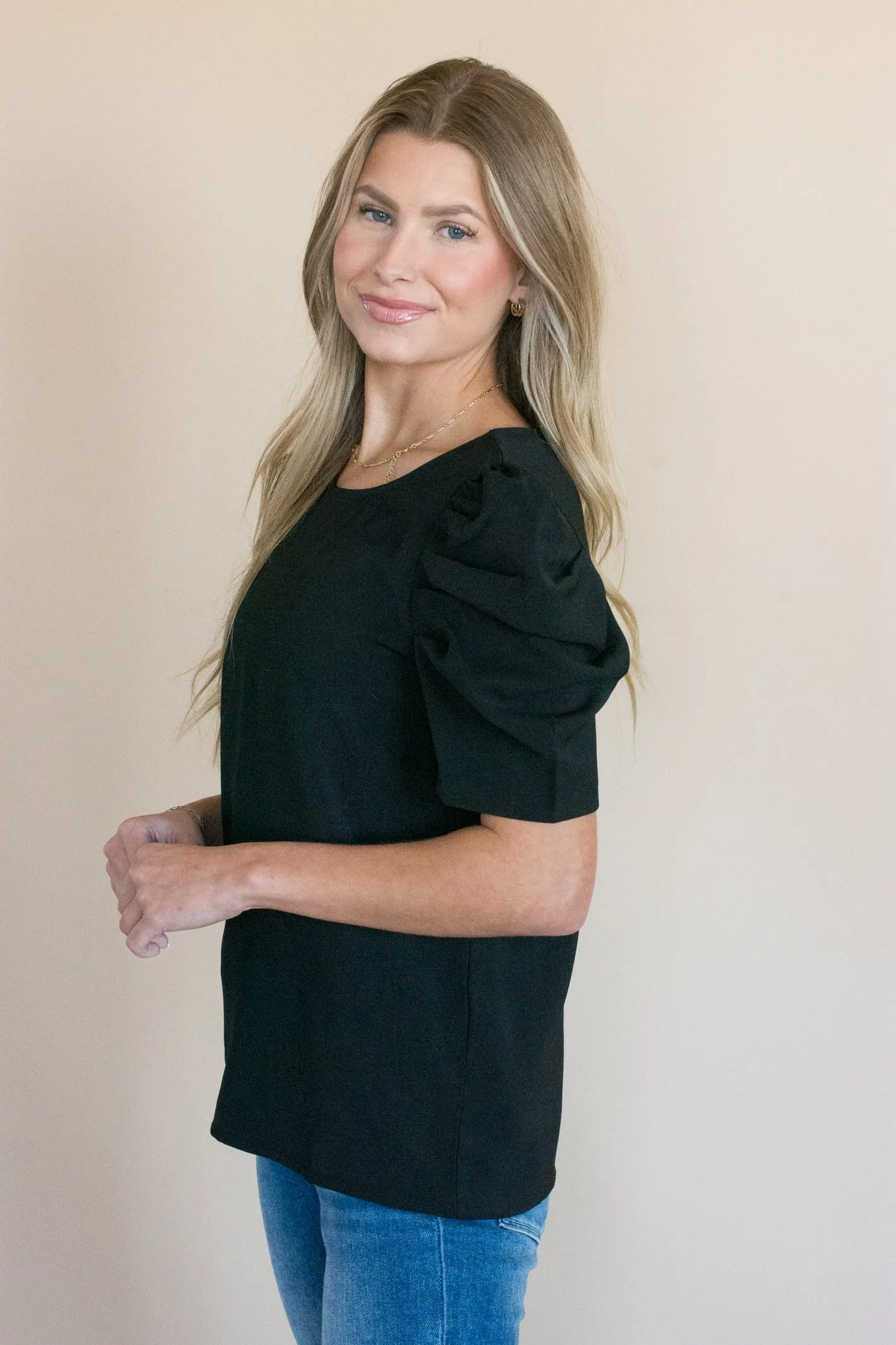 Easily Yours Black Short Sleeve Blouse