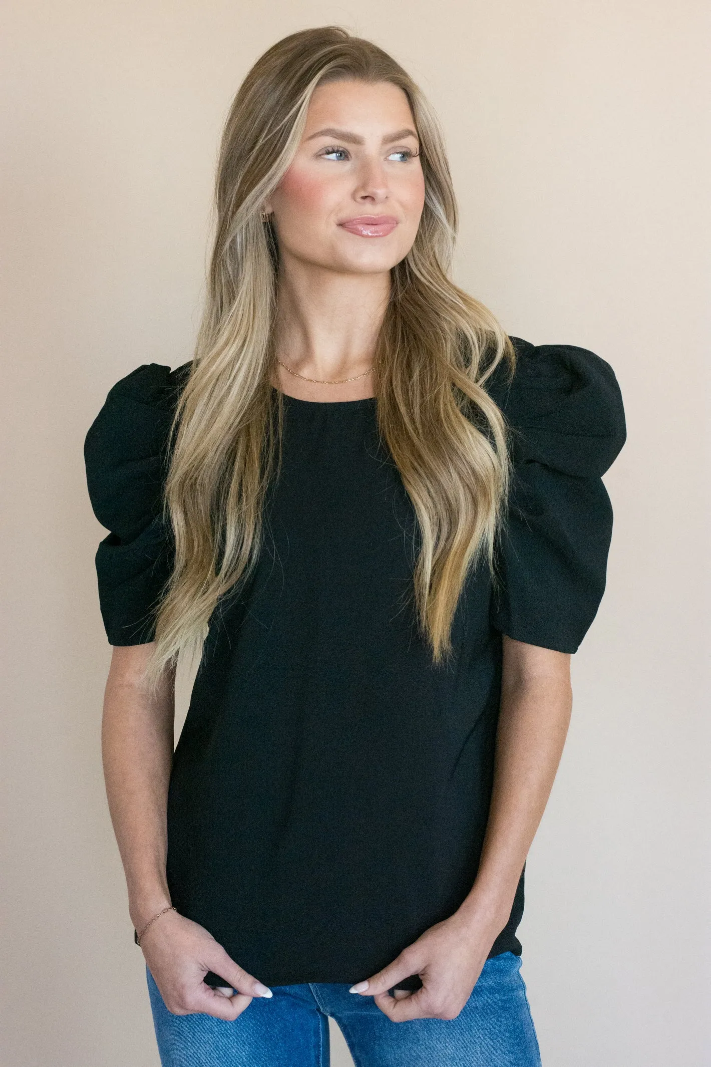 Easily Yours Black Short Sleeve Blouse