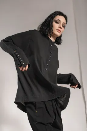 eigensinnig wien | Curie | Hochwertige Designer Seidenbluse für Damen in Schwarz