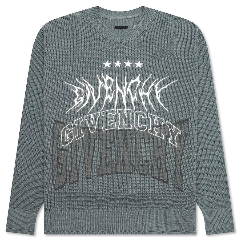 Embroidered Metal Logo Crewneck - Titanium