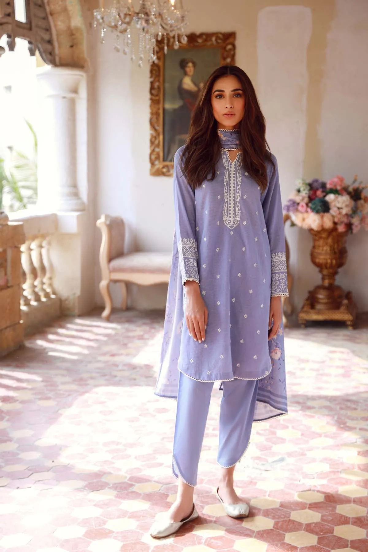 Embroidered Slub Lawn 3 Piece