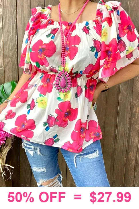 Floral peplum blouse with lining  & elastic waist