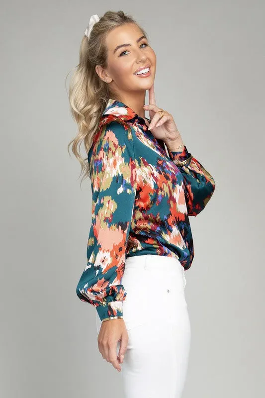 GIGI SATIN FLORAL BLOUSE [ONLINE EXCLUSIVE]