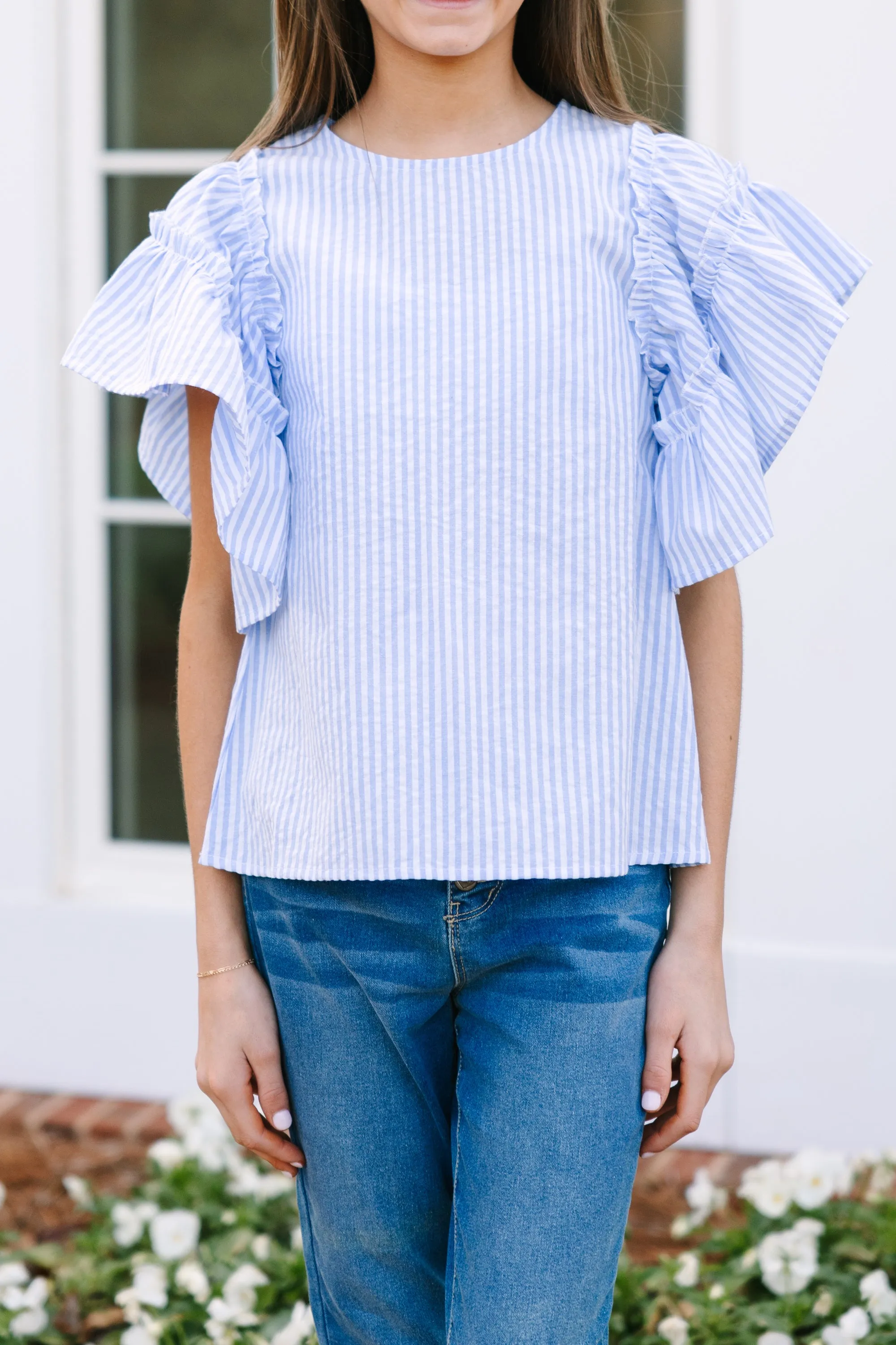 Girls: No Secrets Sky Blue Striped Top