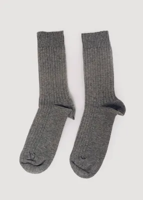 Grey Melange Rib Ankle Socks