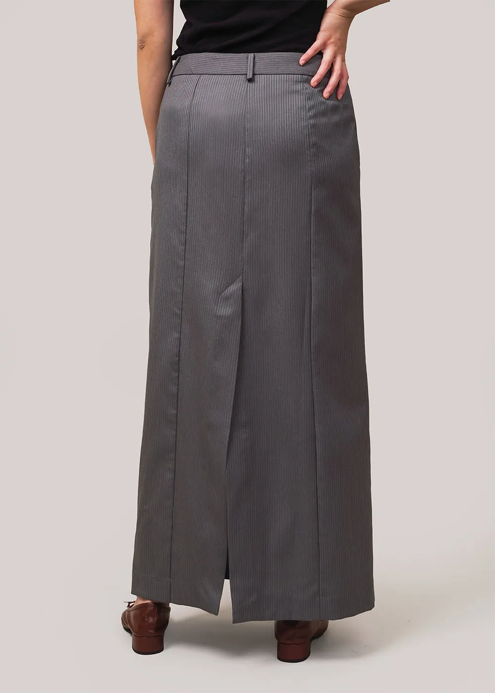 Grey Pinstripe All-Day Maxi Skirt