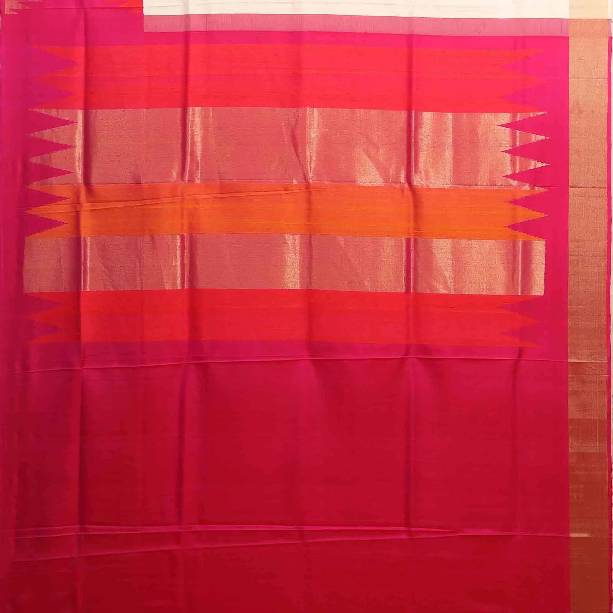 Handwoven Offwhite with Pink Soft Silk - 209N006722DSA