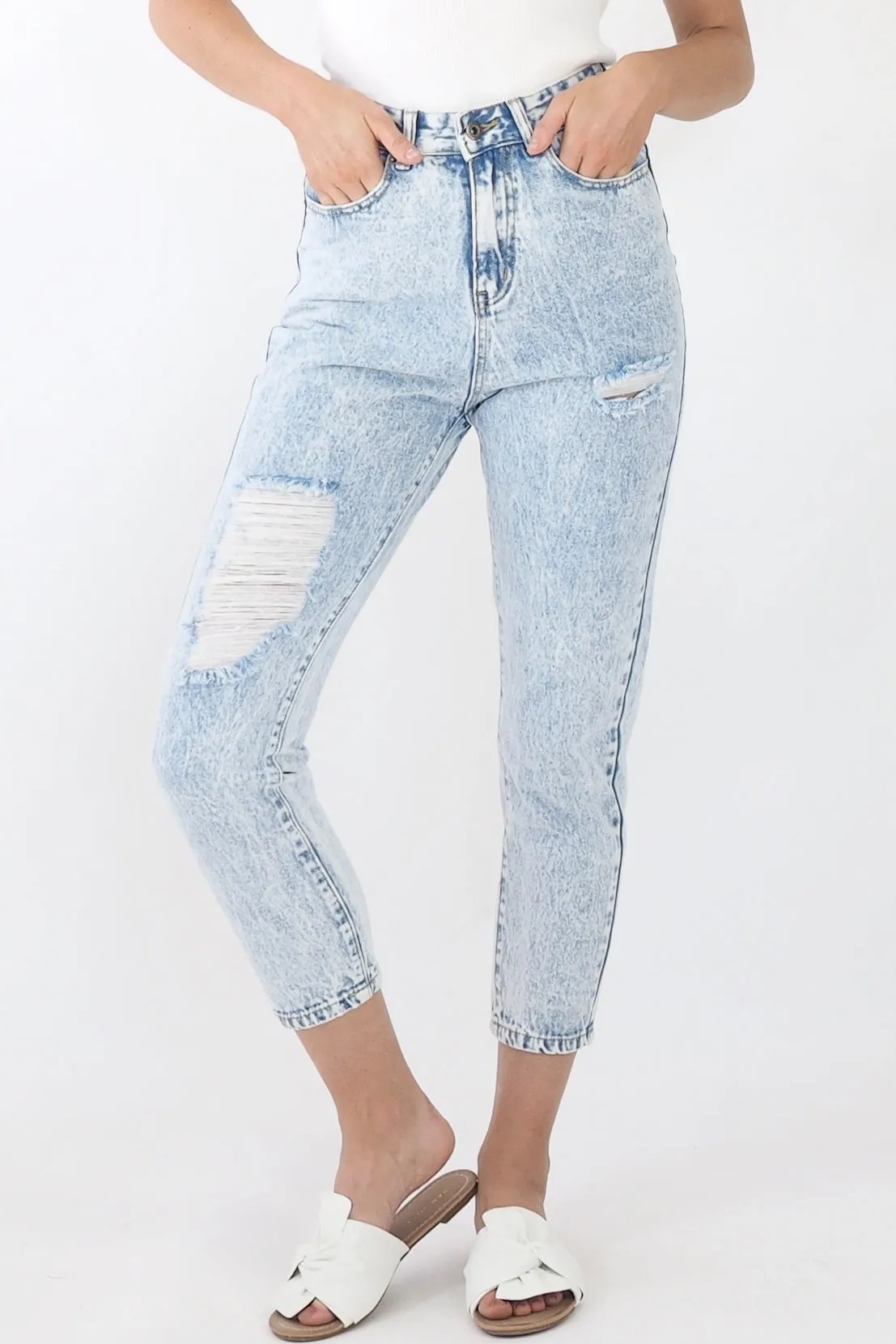 High Waisted Denim jeans- Light Blue