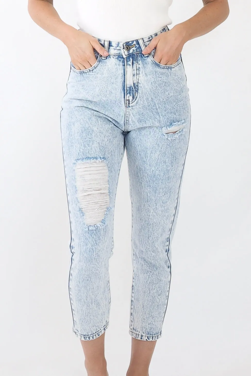 High Waisted Denim jeans- Light Blue