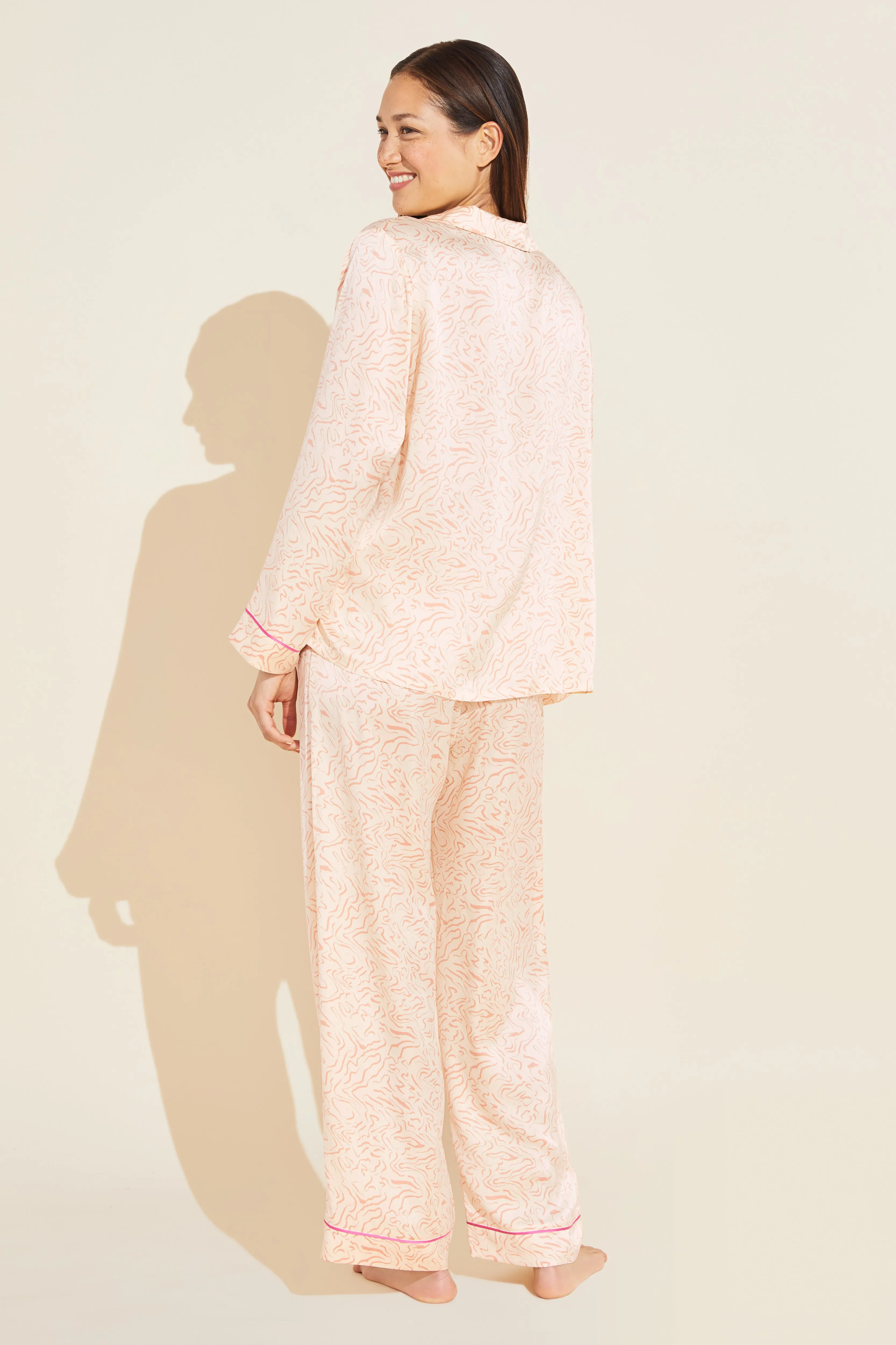 Inez Washable Silk Printed Long PJ Set