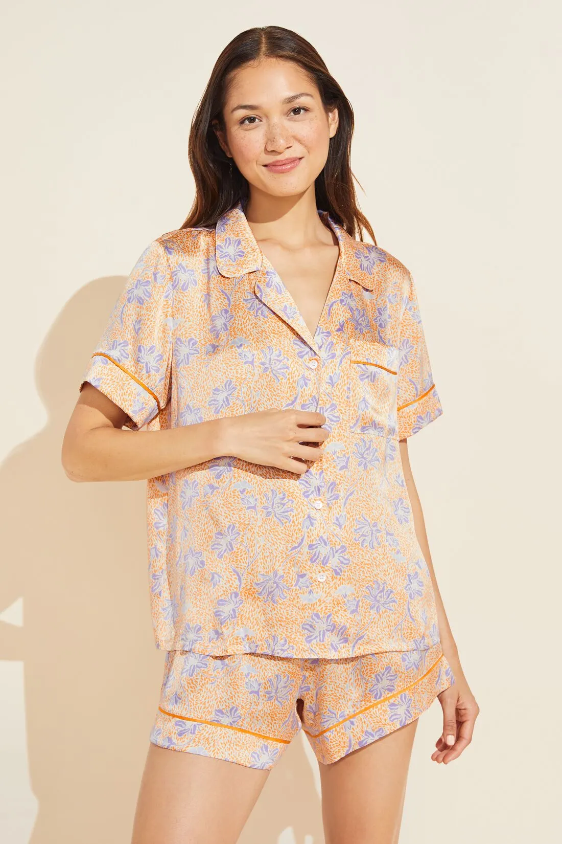 Inez Washable Silk Printed Short PJ Set