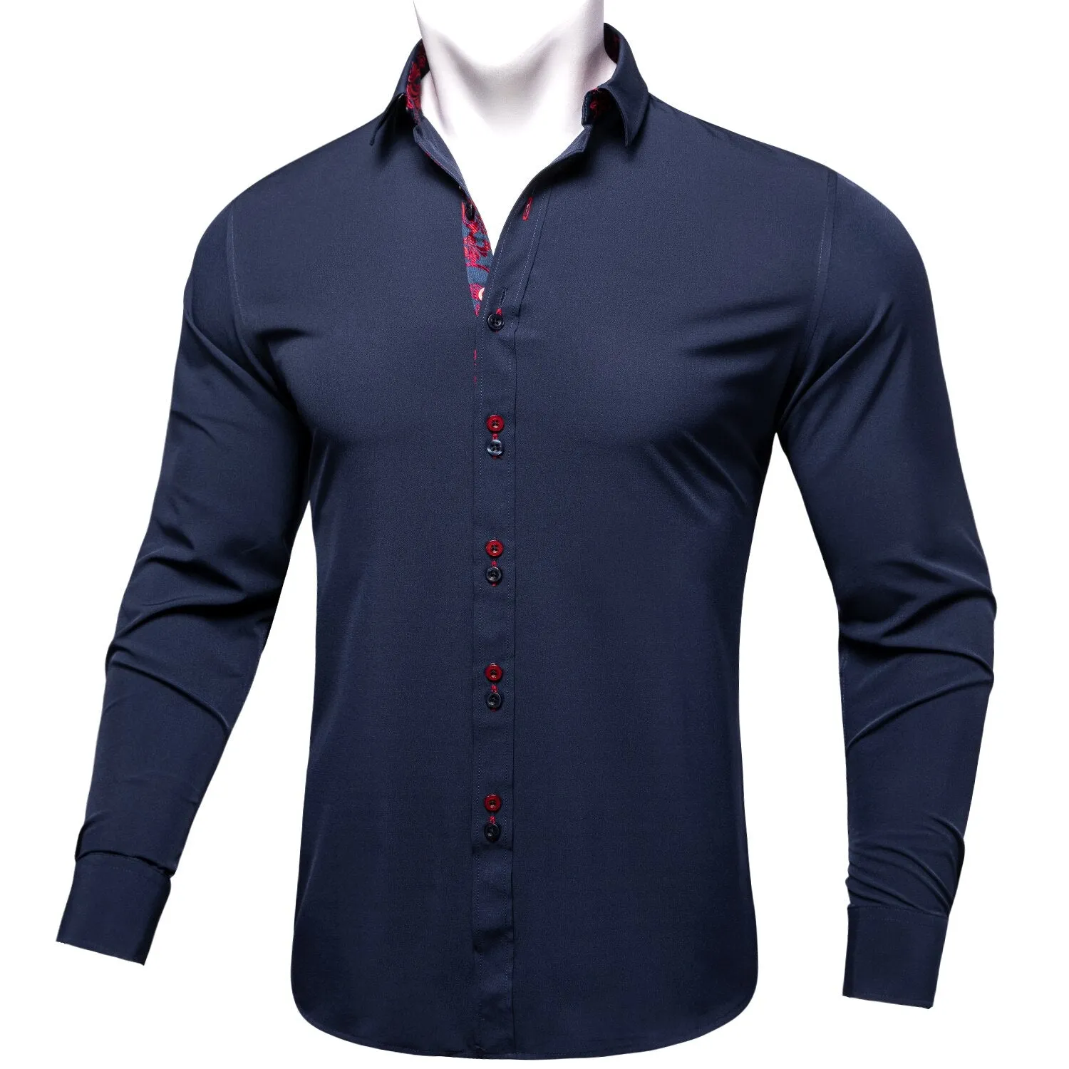 Long Sleeve Shirts For Men Solid Red Blue Black Splicing Paisley Mens Designer Clothes Camisa Masculina Men Social Dress Shirt