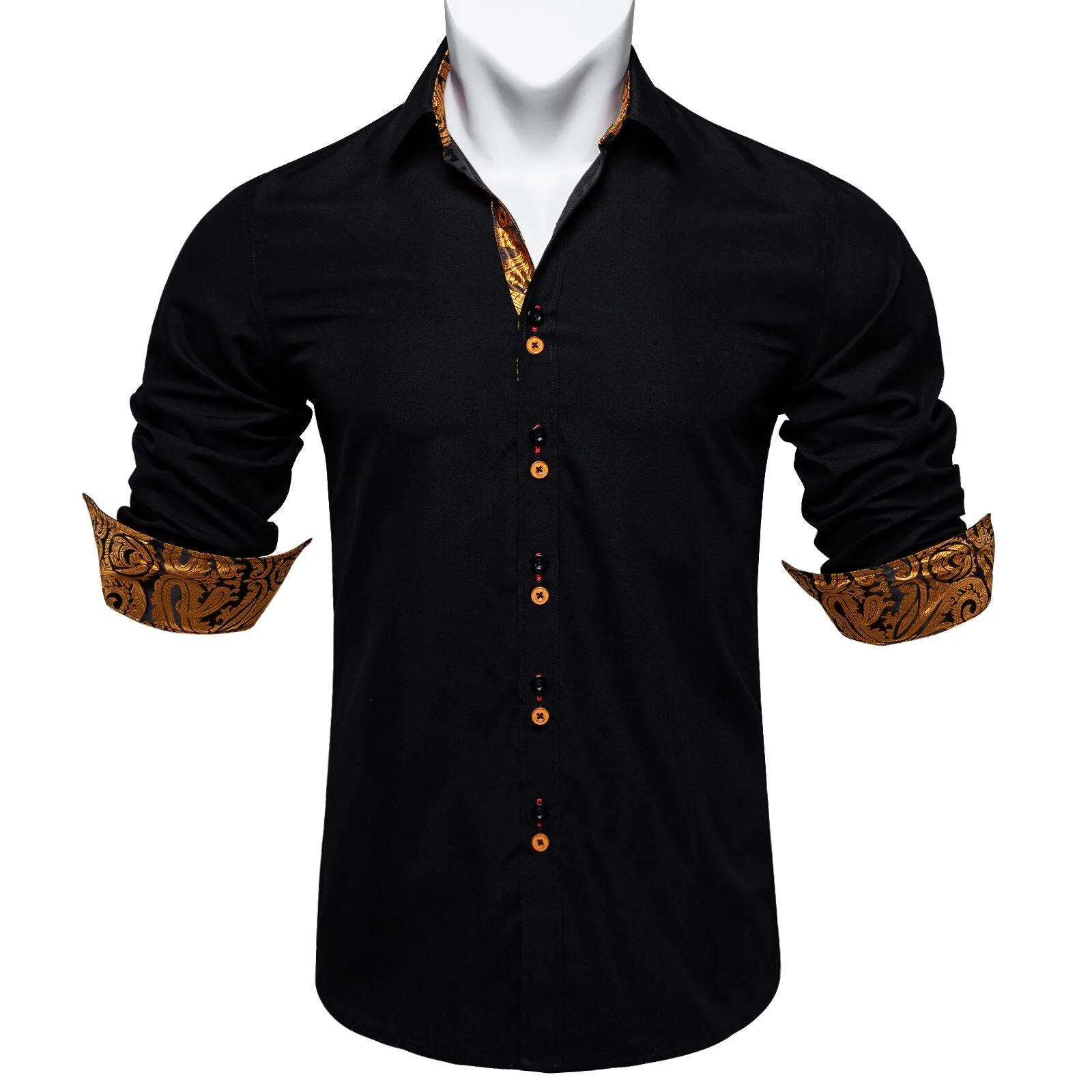 Long Sleeve Shirts For Men Solid Red Blue Black Splicing Paisley Mens Designer Clothes Camisa Masculina Men Social Dress Shirt