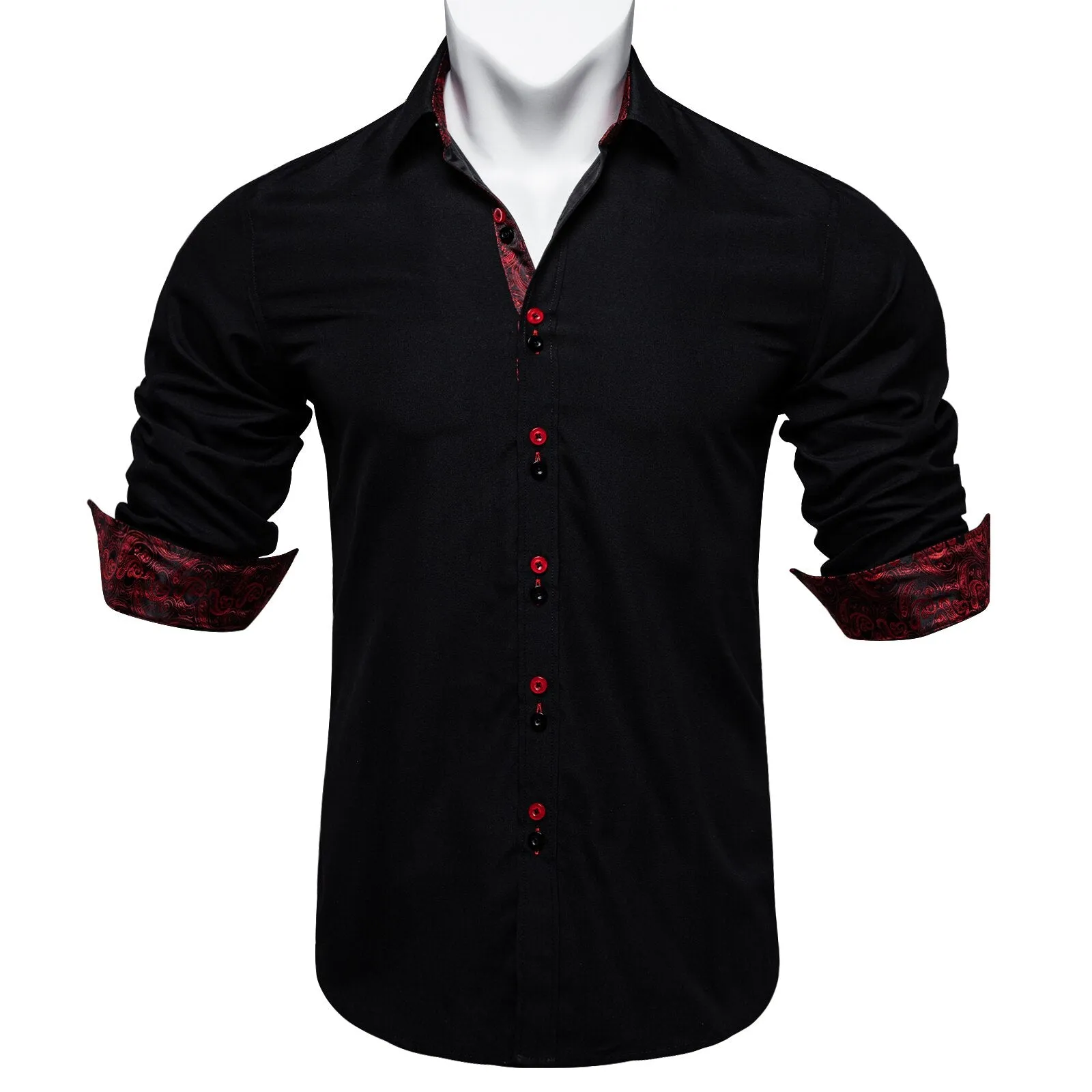 Long Sleeve Shirts For Men Solid Red Blue Black Splicing Paisley Mens Designer Clothes Camisa Masculina Men Social Dress Shirt