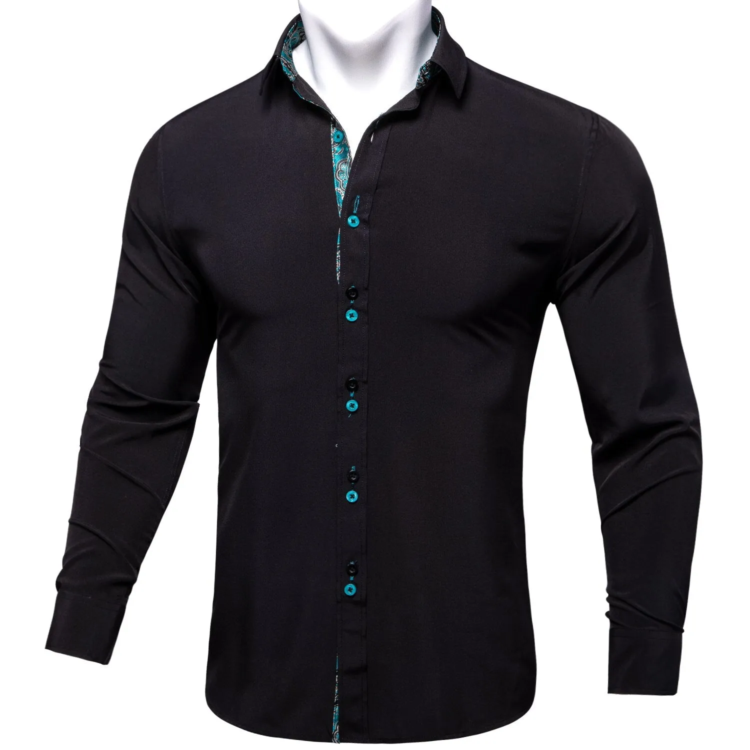 Long Sleeve Shirts For Men Solid Red Blue Black Splicing Paisley Mens Designer Clothes Camisa Masculina Men Social Dress Shirt