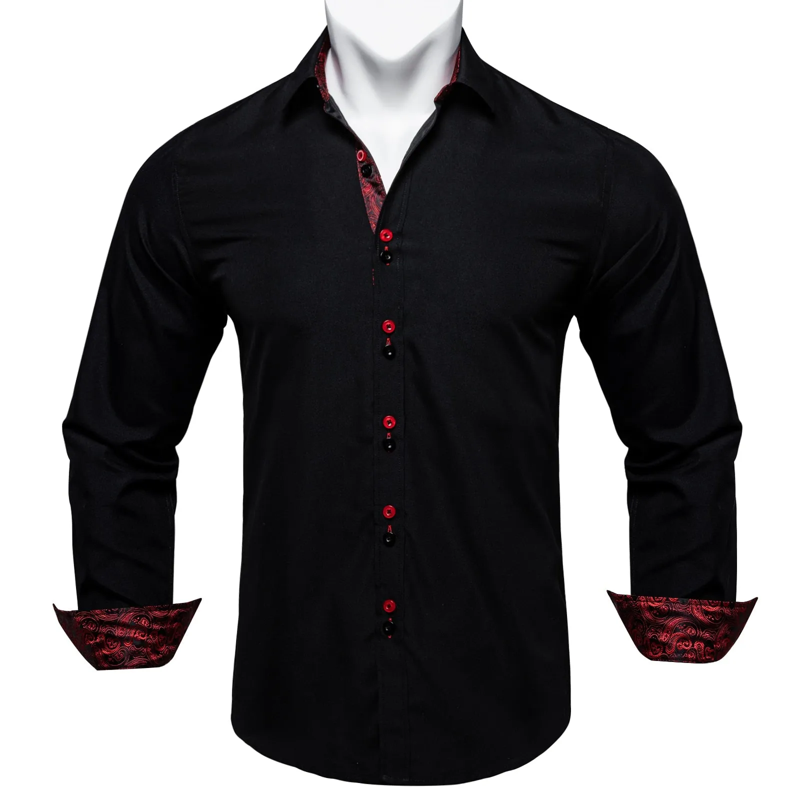 Long Sleeve Shirts For Men Solid Red Blue Black Splicing Paisley Mens Designer Clothes Camisa Masculina Men Social Dress Shirt