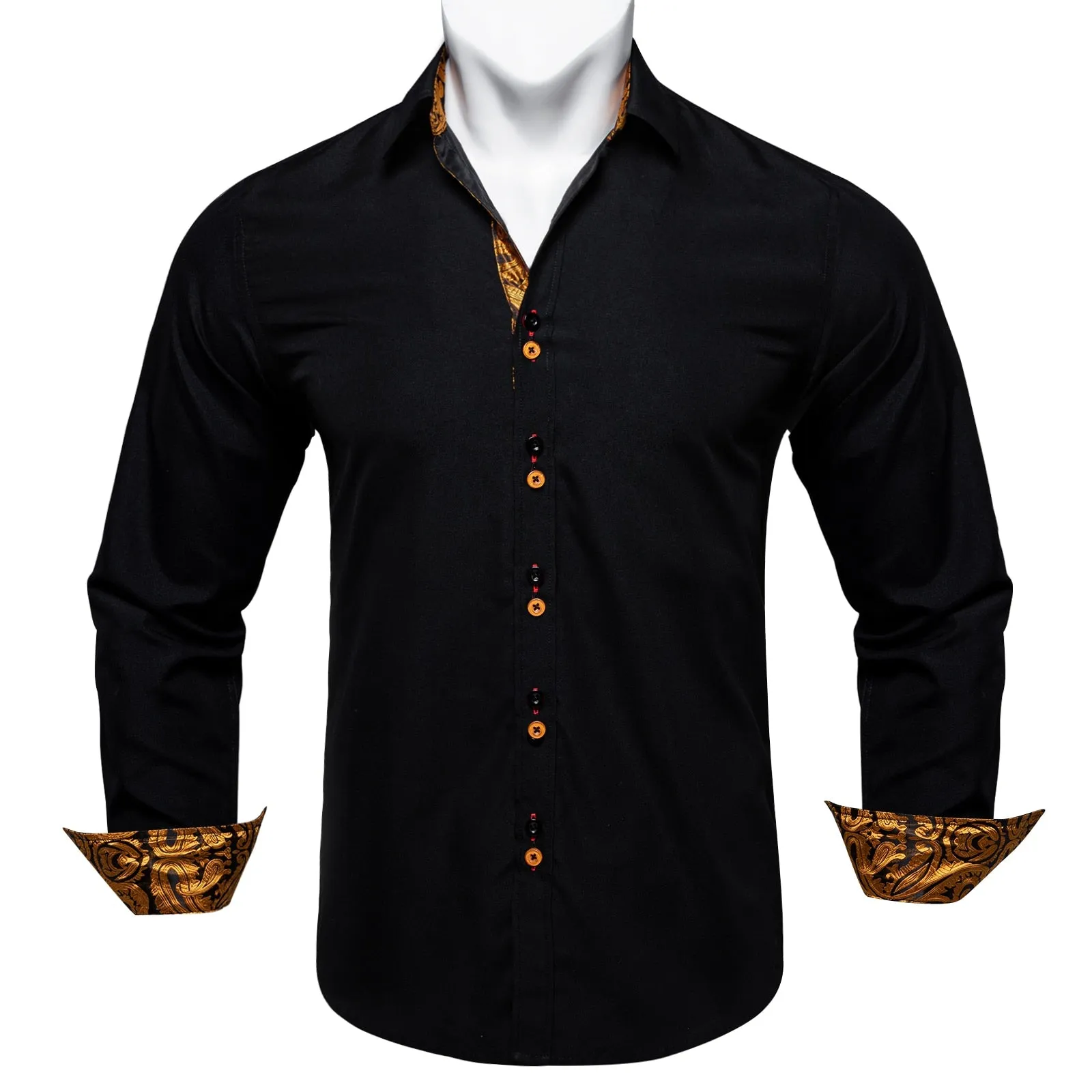 Long Sleeve Shirts For Men Solid Red Blue Black Splicing Paisley Mens Designer Clothes Camisa Masculina Men Social Dress Shirt