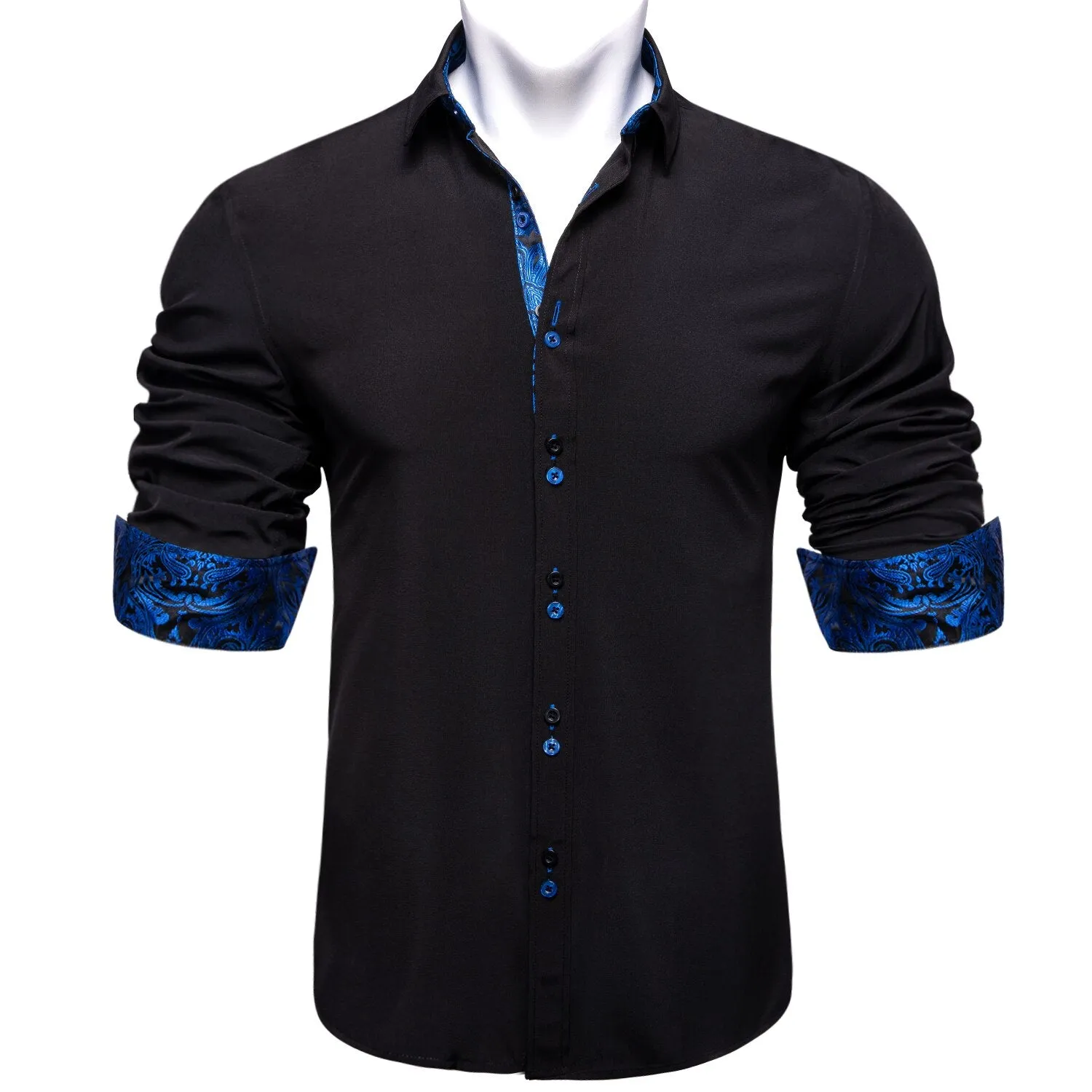 Long Sleeve Shirts For Men Solid Red Blue Black Splicing Paisley Mens Designer Clothes Camisa Masculina Men Social Dress Shirt