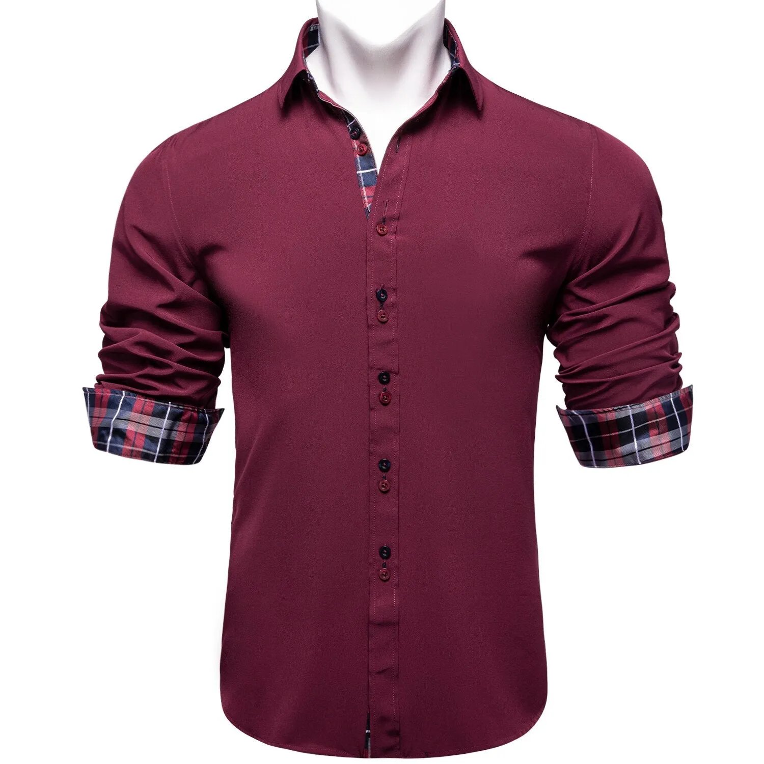 Long Sleeve Shirts For Men Solid Red Blue Black Splicing Paisley Mens Designer Clothes Camisa Masculina Men Social Dress Shirt