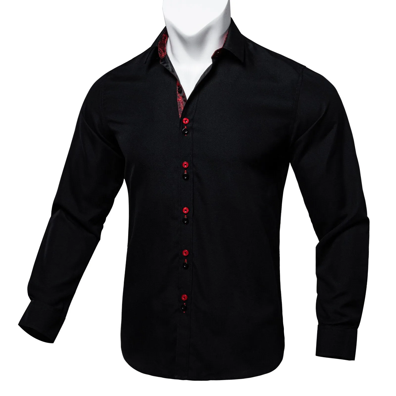 Long Sleeve Shirts For Men Solid Red Blue Black Splicing Paisley Mens Designer Clothes Camisa Masculina Men Social Dress Shirt