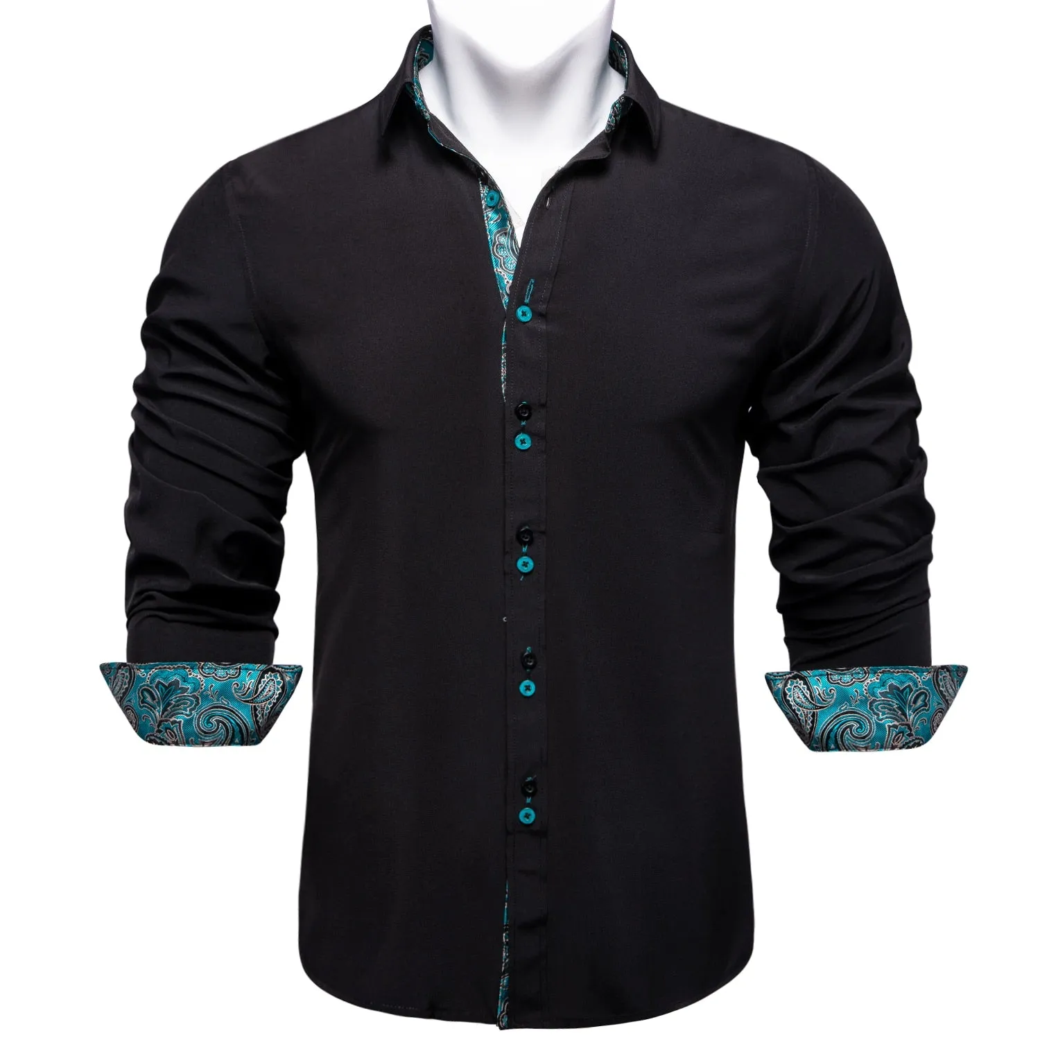 Long Sleeve Shirts For Men Solid Red Blue Black Splicing Paisley Mens Designer Clothes Camisa Masculina Men Social Dress Shirt