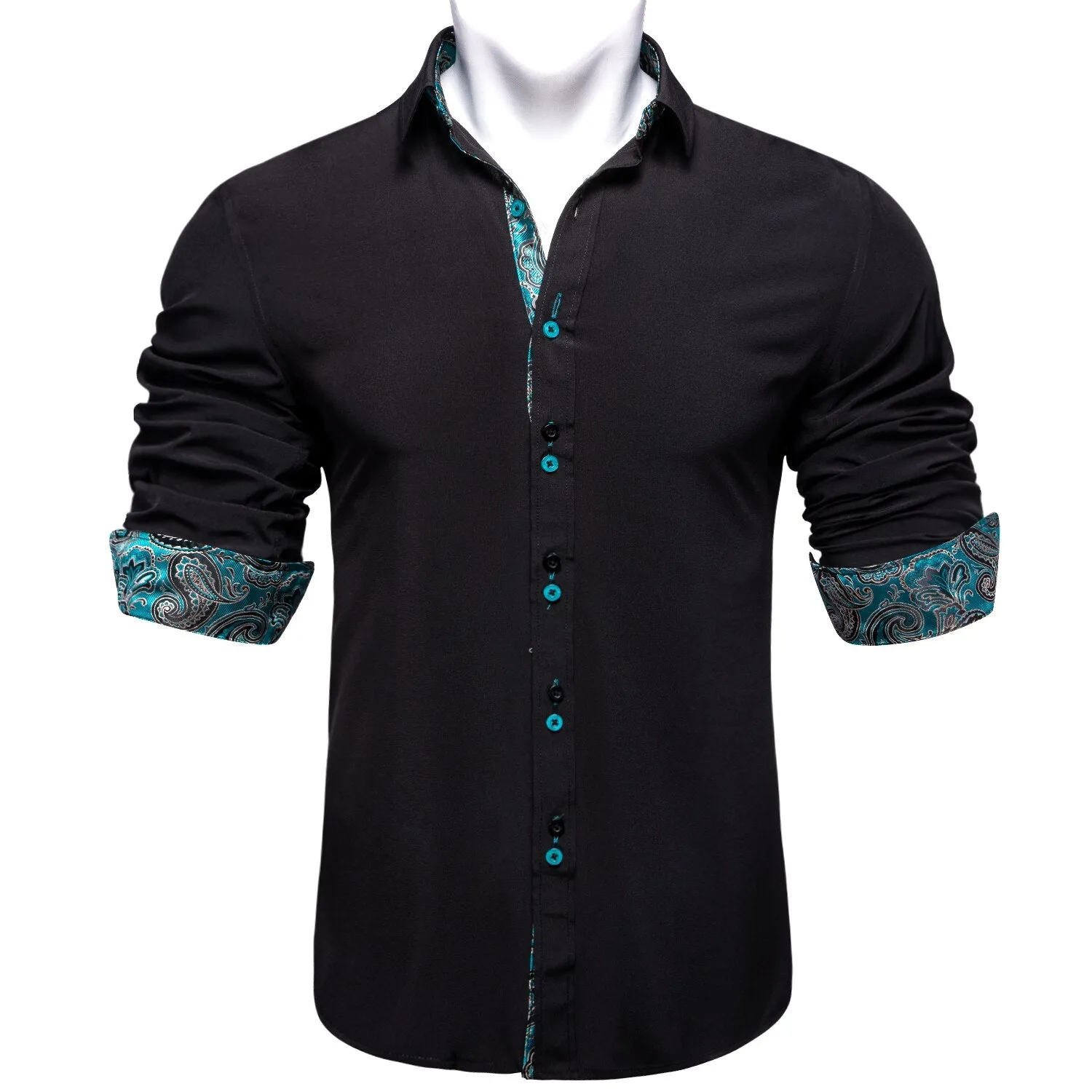 Long Sleeve Shirts For Men Solid Red Blue Black Splicing Paisley Mens Designer Clothes Camisa Masculina Men Social Dress Shirt