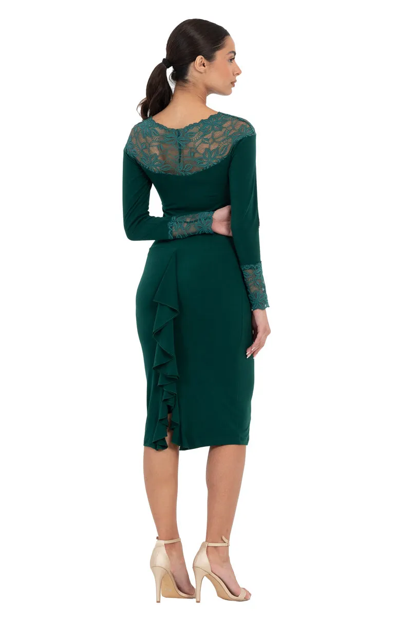 Long-Sleeved Tango Dress with Lace Décolletage