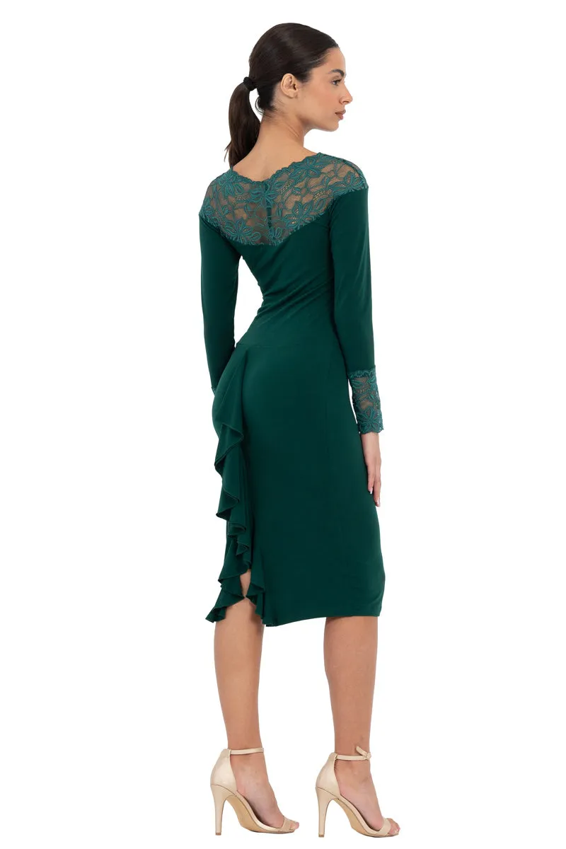 Long-Sleeved Tango Dress with Lace Décolletage