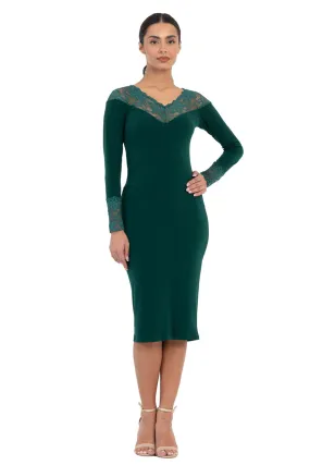 Long-Sleeved Tango Dress with Lace Décolletage