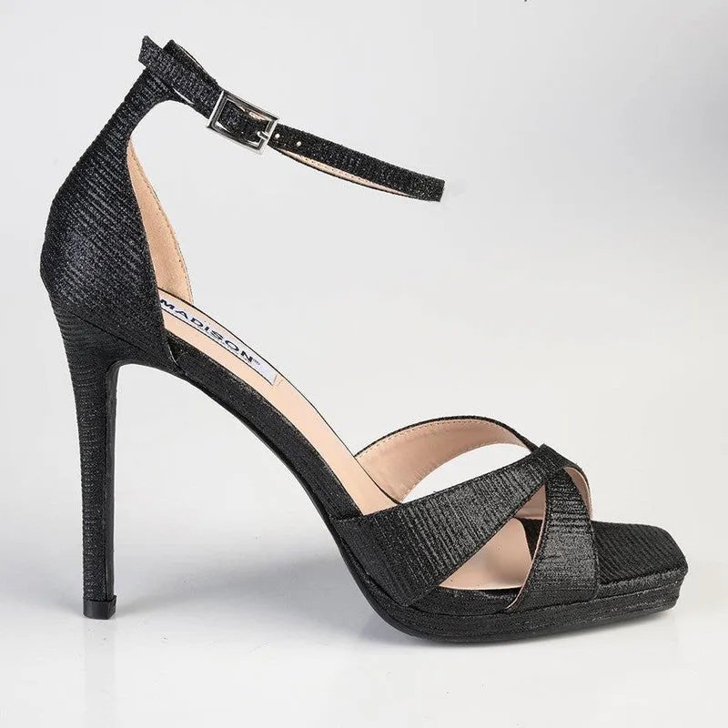 Madison Azaria Cross Over Platform Sandal - Black