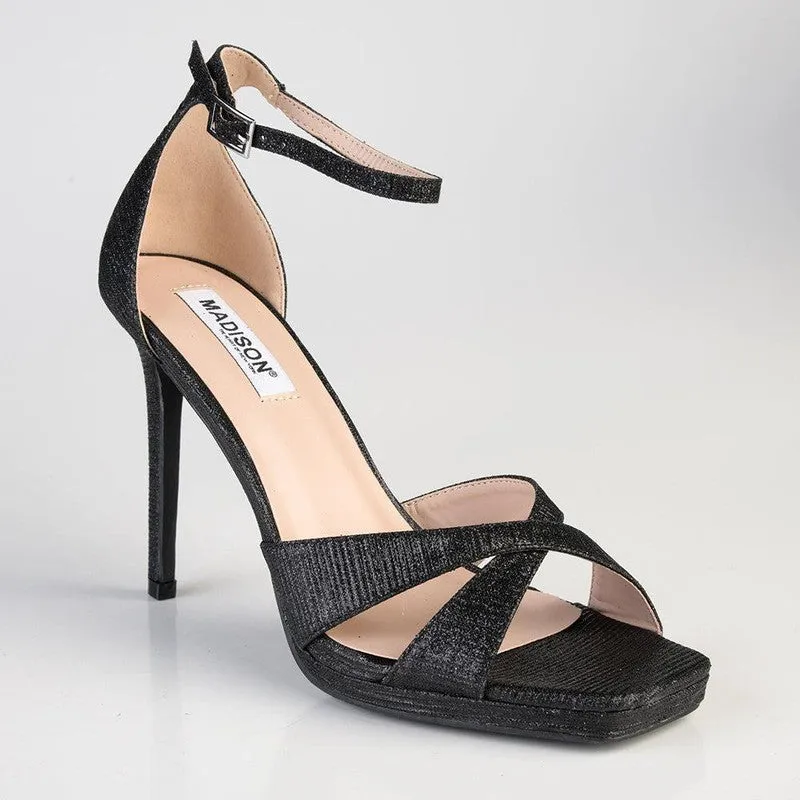 Madison Azaria Cross Over Platform Sandal - Black