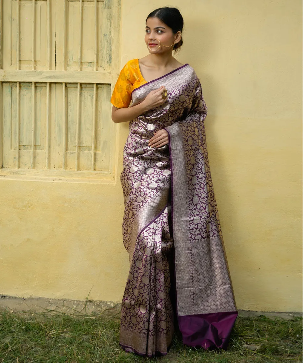 Magenta silk handwoven banarasi saree