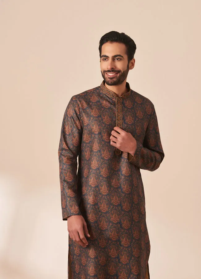 Manyawar Green Paisley Printed Kurta