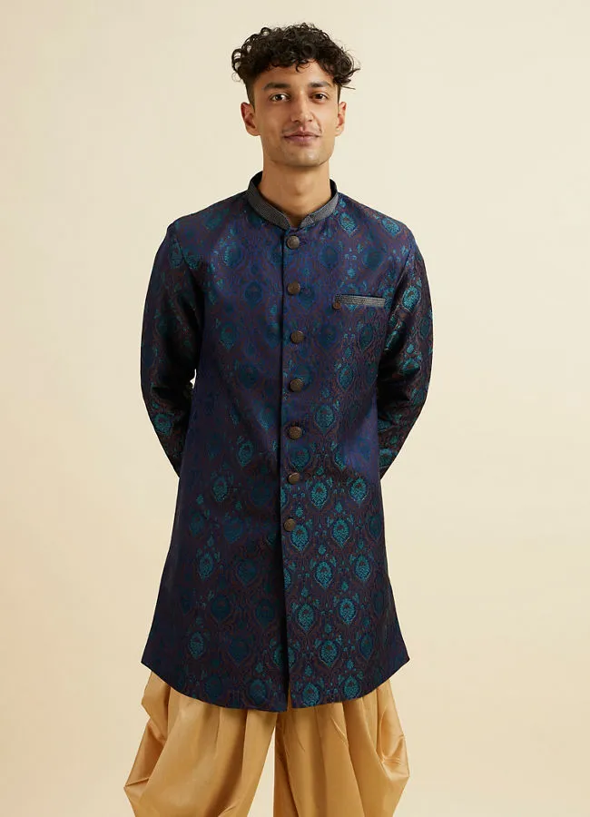 Manyawar Light Grey Paisley Printed Kurta Set