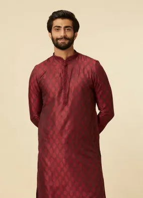 Manyawar Maroon Paisley Printed Kurta Set