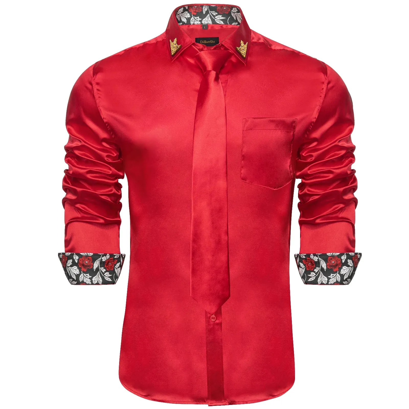 Men's Shirts Long Sleeve Stretch Satin Social Dress Paisley Splicing Contrasting Colors Tuxedo Shirt Blouse Clothing