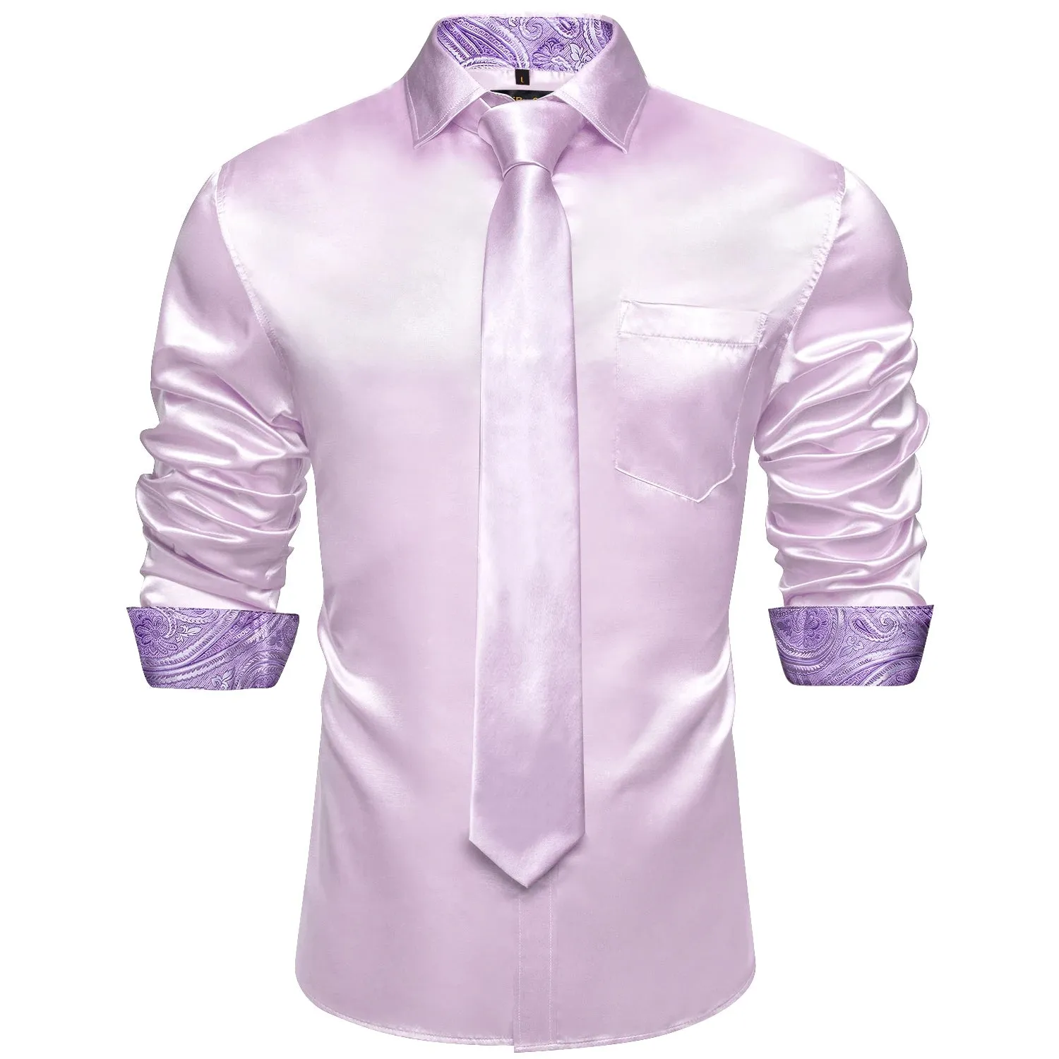 Men's Shirts Long Sleeve Stretch Satin Social Dress Paisley Splicing Contrasting Colors Tuxedo Shirt Blouse Clothing