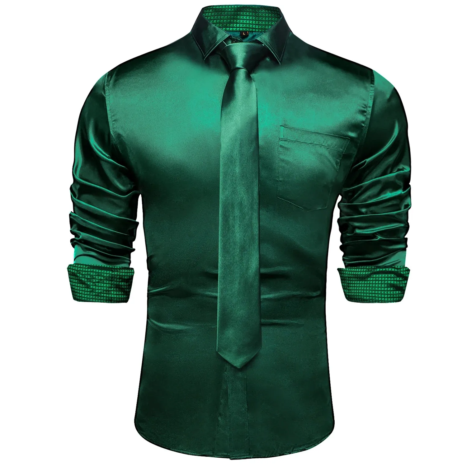 Men's Shirts Long Sleeve Stretch Satin Social Dress Paisley Splicing Contrasting Colors Tuxedo Shirt Blouse Clothing