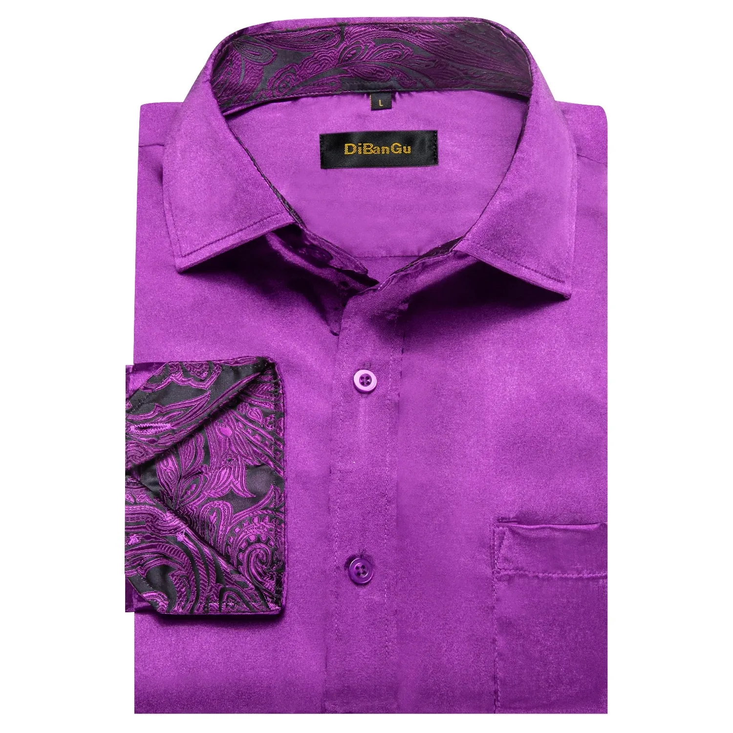 Men's Shirts Long Sleeve Stretch Satin Social Dress Paisley Splicing Contrasting Colors Tuxedo Shirt Blouse Clothing