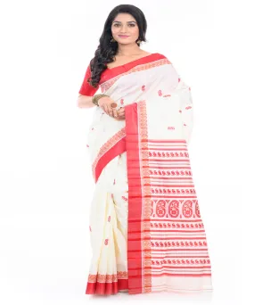 Offwhite red handwoven garad silk saree