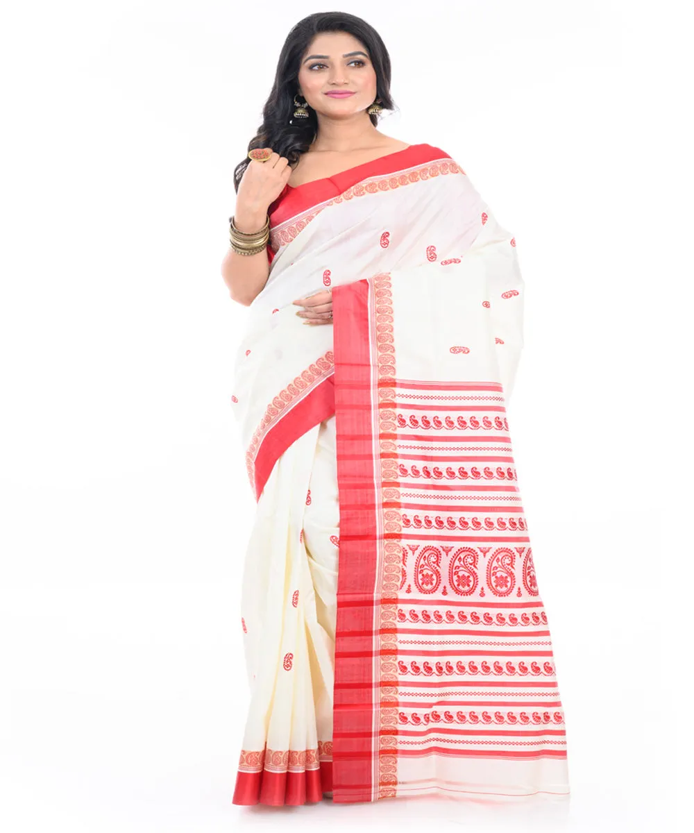 Offwhite red handwoven garad silk saree