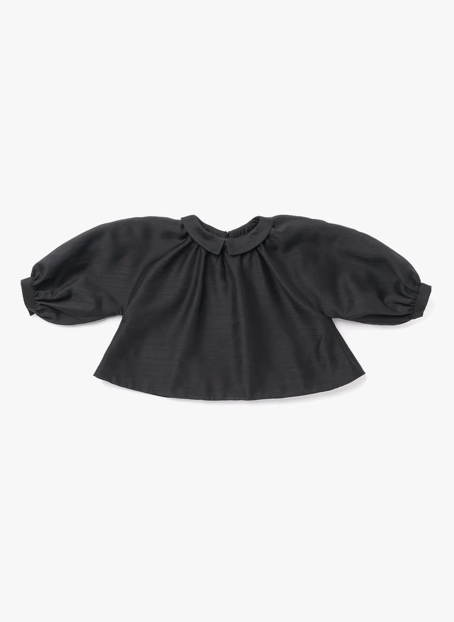 Omami Mini Peasant Voile Blouse in Black